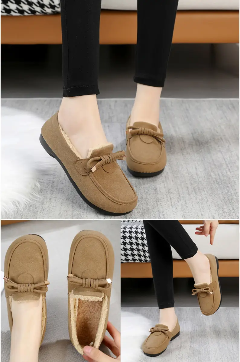 Women's Cotton Shoes 2025 Autumn and Winter Loafers with Plush Lining, Warm Casual Shoes, Flat Slip-On Shoes, Trendy Women's Footwear — feature 14