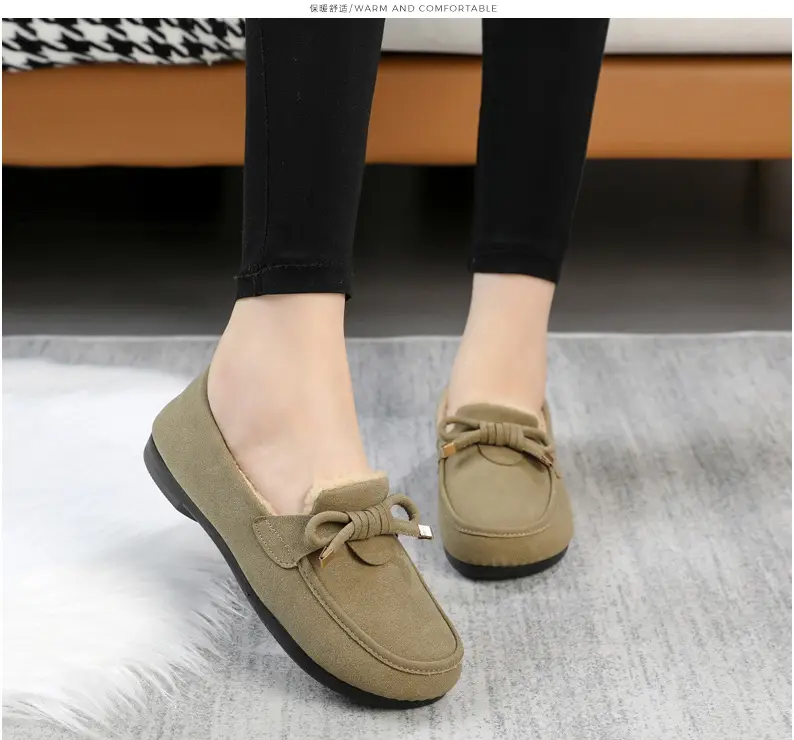 Women's Cotton Shoes 2025 Autumn and Winter Loafers with Plush Lining, Warm Casual Shoes, Flat Slip-On Shoes, Trendy Women's Footwear — feature 15