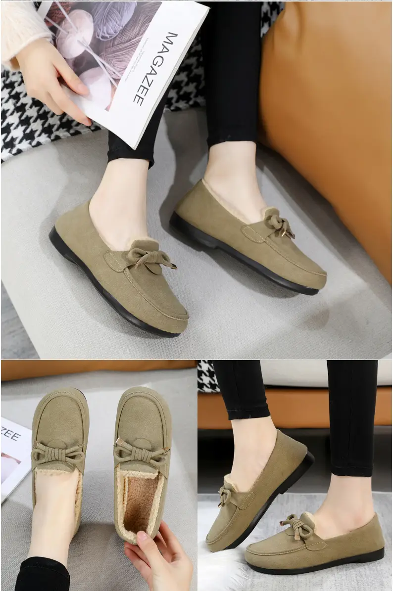 Women's Cotton Shoes 2025 Autumn and Winter Loafers with Plush Lining, Warm Casual Shoes, Flat Slip-On Shoes, Trendy Women's Footwear — feature 16