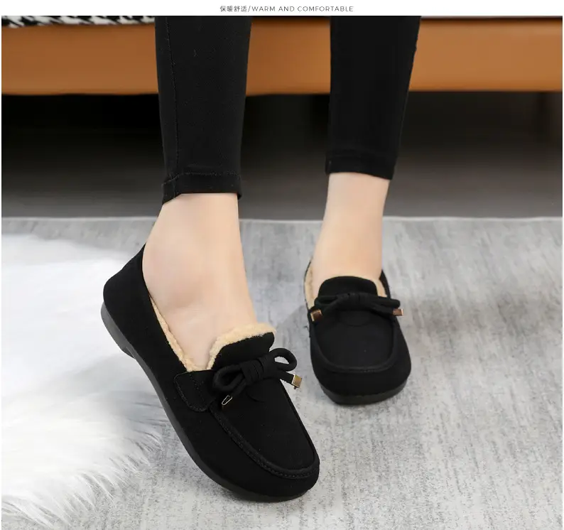Women's Cotton Shoes 2025 Autumn and Winter Loafers with Plush Lining, Warm Casual Shoes, Flat Slip-On Shoes, Trendy Women's Footwear — feature 17