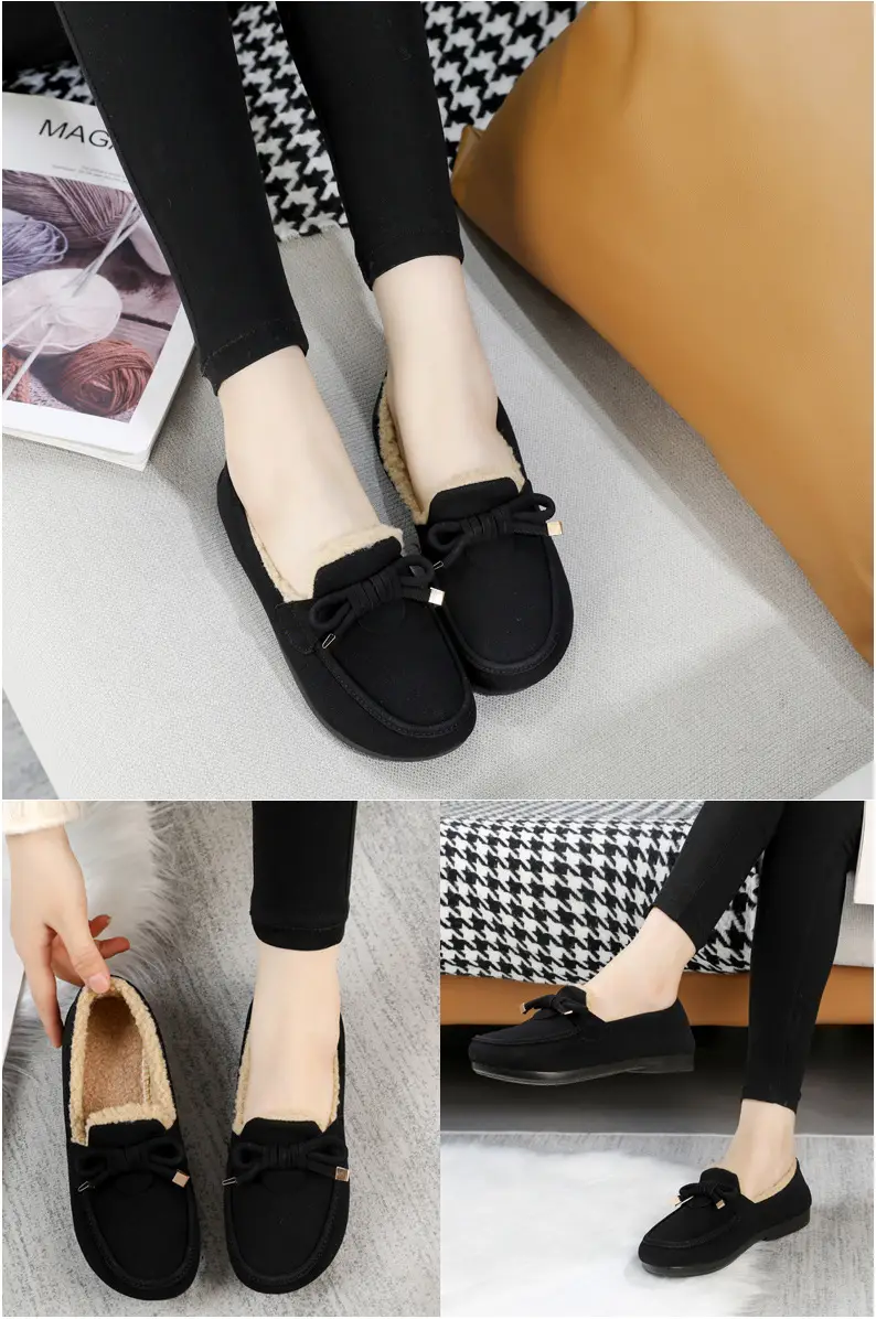 Women's Cotton Shoes 2025 Autumn and Winter Loafers with Plush Lining, Warm Casual Shoes, Flat Slip-On Shoes, Trendy Women's Footwear — feature 18