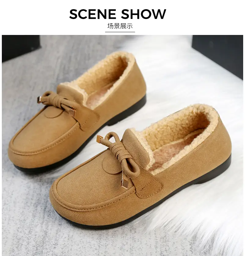 Women's Cotton Shoes 2025 Autumn and Winter Loafers with Plush Lining, Warm Casual Shoes, Flat Slip-On Shoes, Trendy Women's Footwear — feature 20