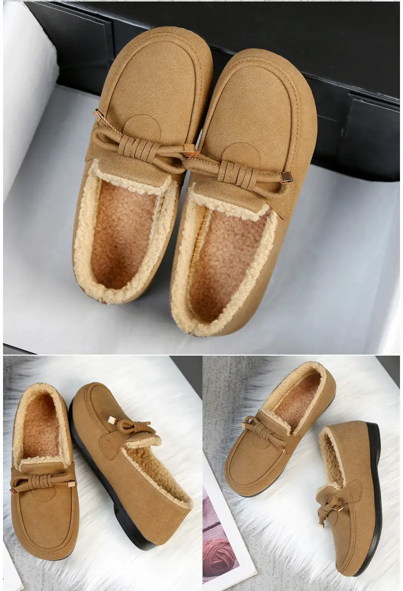 Women's Cotton Shoes 2025 Autumn and Winter Loafers with Plush Lining, Warm Casual Shoes, Flat Slip-On Shoes, Trendy Women's Footwear — feature 21