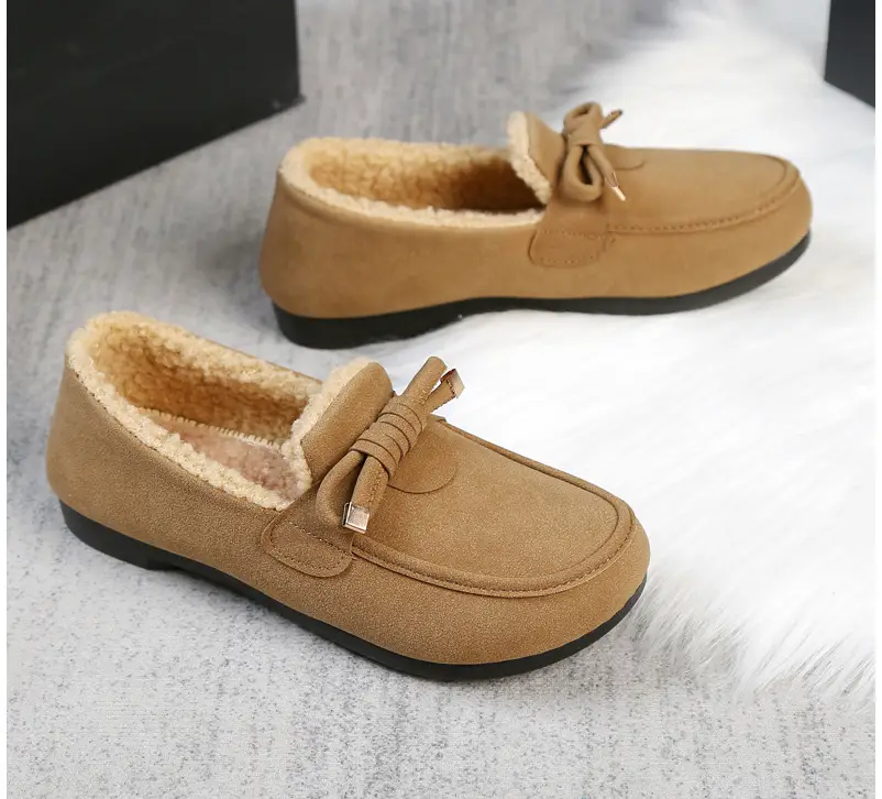 Women's Cotton Shoes 2025 Autumn and Winter Loafers with Plush Lining, Warm Casual Shoes, Flat Slip-On Shoes, Trendy Women's Footwear — feature 22