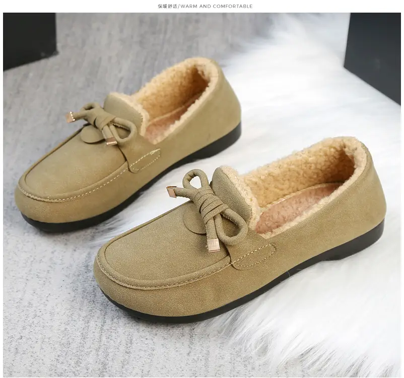 Women's Cotton Shoes 2025 Autumn and Winter Loafers with Plush Lining, Warm Casual Shoes, Flat Slip-On Shoes, Trendy Women's Footwear — feature 23