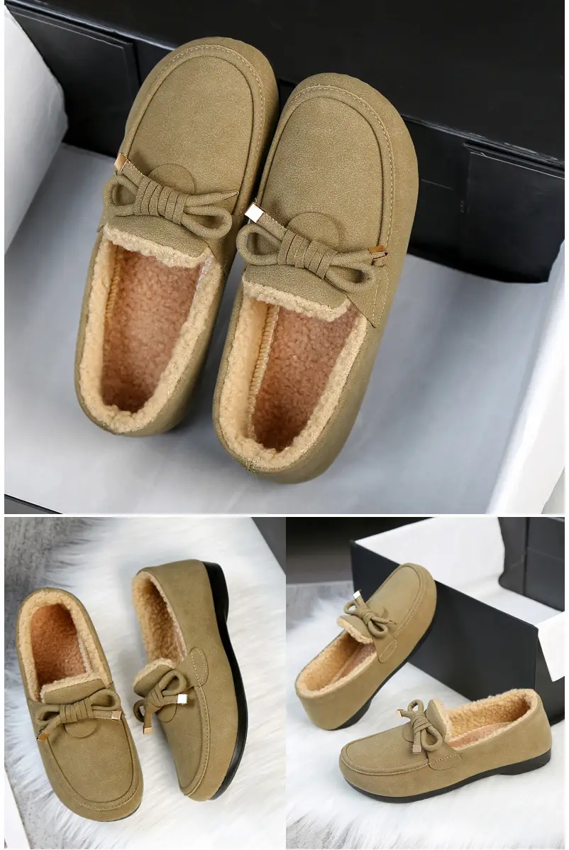 Women's Cotton Shoes 2025 Autumn and Winter Loafers with Plush Lining, Warm Casual Shoes, Flat Slip-On Shoes, Trendy Women's Footwear — feature 24