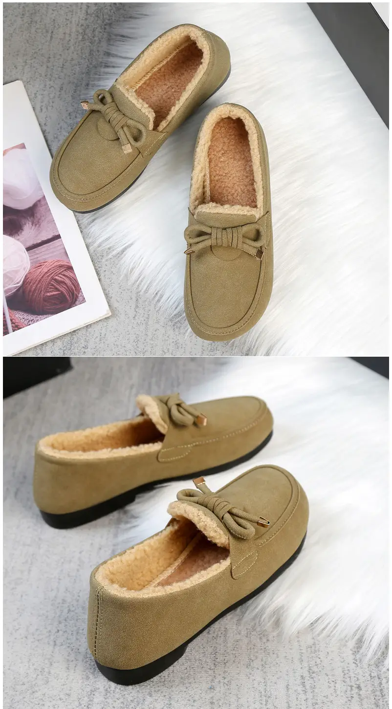 Women's Cotton Shoes 2025 Autumn and Winter Loafers with Plush Lining, Warm Casual Shoes, Flat Slip-On Shoes, Trendy Women's Footwear — feature 25