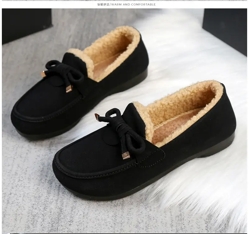 Women's Cotton Shoes 2025 Autumn and Winter Loafers with Plush Lining, Warm Casual Shoes, Flat Slip-On Shoes, Trendy Women's Footwear — feature 26