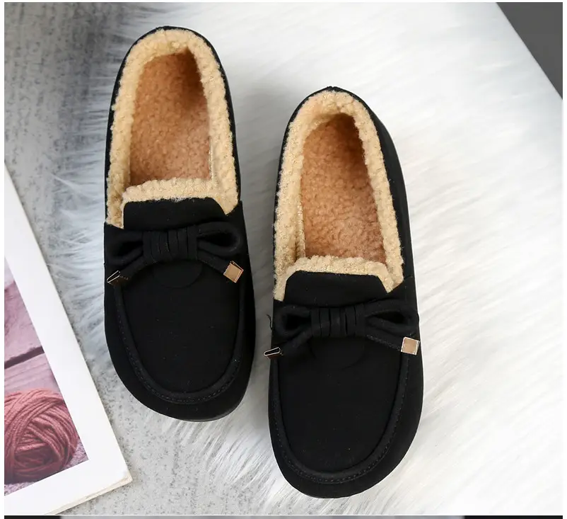 Women's Cotton Shoes 2025 Autumn and Winter Loafers with Plush Lining, Warm Casual Shoes, Flat Slip-On Shoes, Trendy Women's Footwear — feature 27