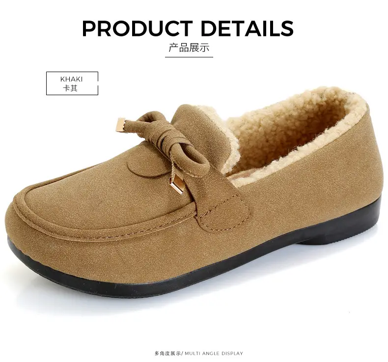 Women's Cotton Shoes 2025 Autumn and Winter Loafers with Plush Lining, Warm Casual Shoes, Flat Slip-On Shoes, Trendy Women's Footwear — feature 28
