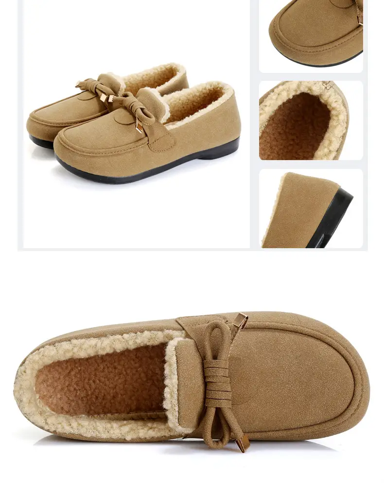 Women's Cotton Shoes 2025 Autumn and Winter Loafers with Plush Lining, Warm Casual Shoes, Flat Slip-On Shoes, Trendy Women's Footwear — feature 29
