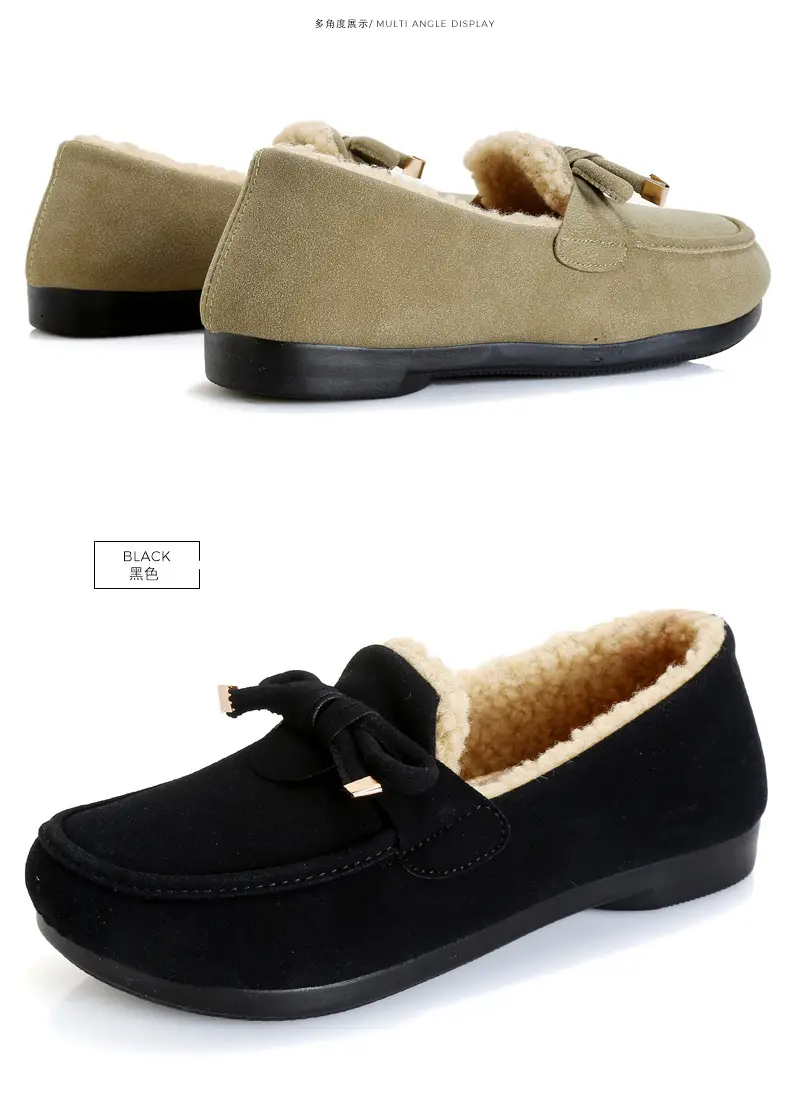 Women's Cotton Shoes 2025 Autumn and Winter Loafers with Plush Lining, Warm Casual Shoes, Flat Slip-On Shoes, Trendy Women's Footwear — feature 33