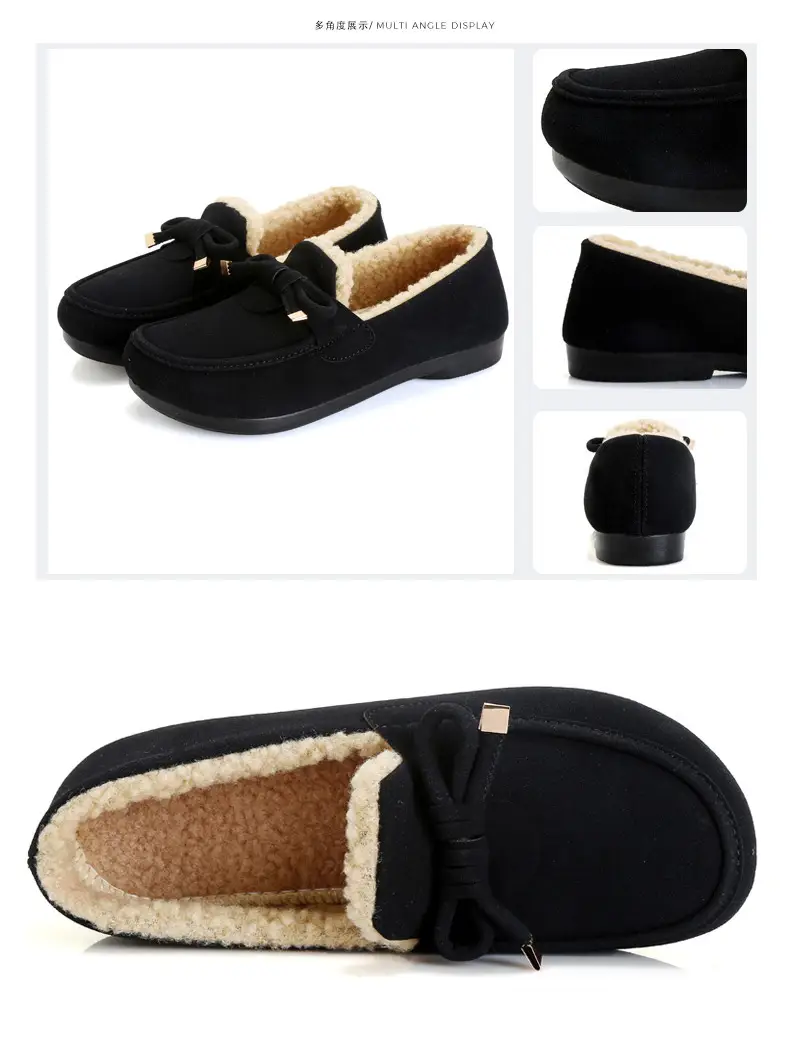 Women's Cotton Shoes 2025 Autumn and Winter Loafers with Plush Lining, Warm Casual Shoes, Flat Slip-On Shoes, Trendy Women's Footwear — feature 34