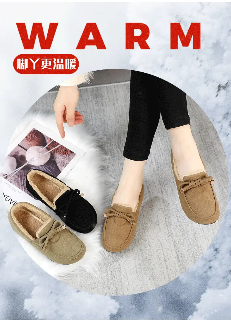 Women's Cotton Shoes 2025 Autumn and Winter Loafers with Plush Lining, Warm Casual Shoes, Flat Slip-On Shoes, Trendy Women's Footwear — feature 7