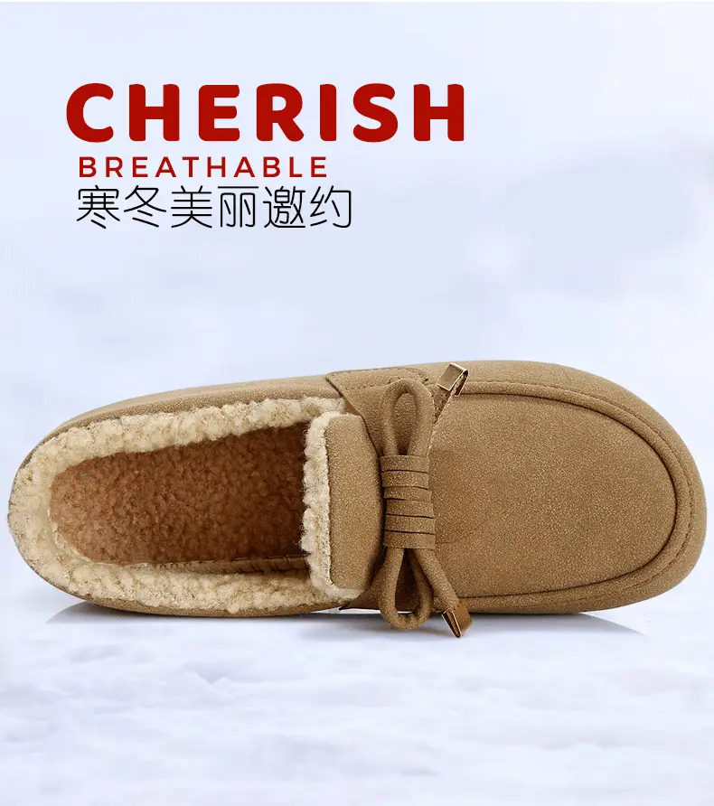 Women's Cotton Shoes 2025 Autumn and Winter Loafers with Plush Lining, Warm Casual Shoes, Flat Slip-On Shoes, Trendy Women's Footwear — feature 8