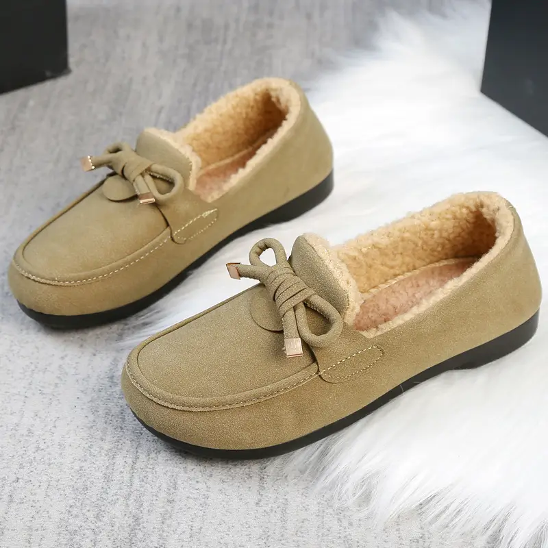 Women's Cotton Shoes 2025 Autumn and Winter Loafers with Plush Lining, Warm Casual Shoes, Flat Slip-On Shoes, Trendy Women's Footwear - Image 3