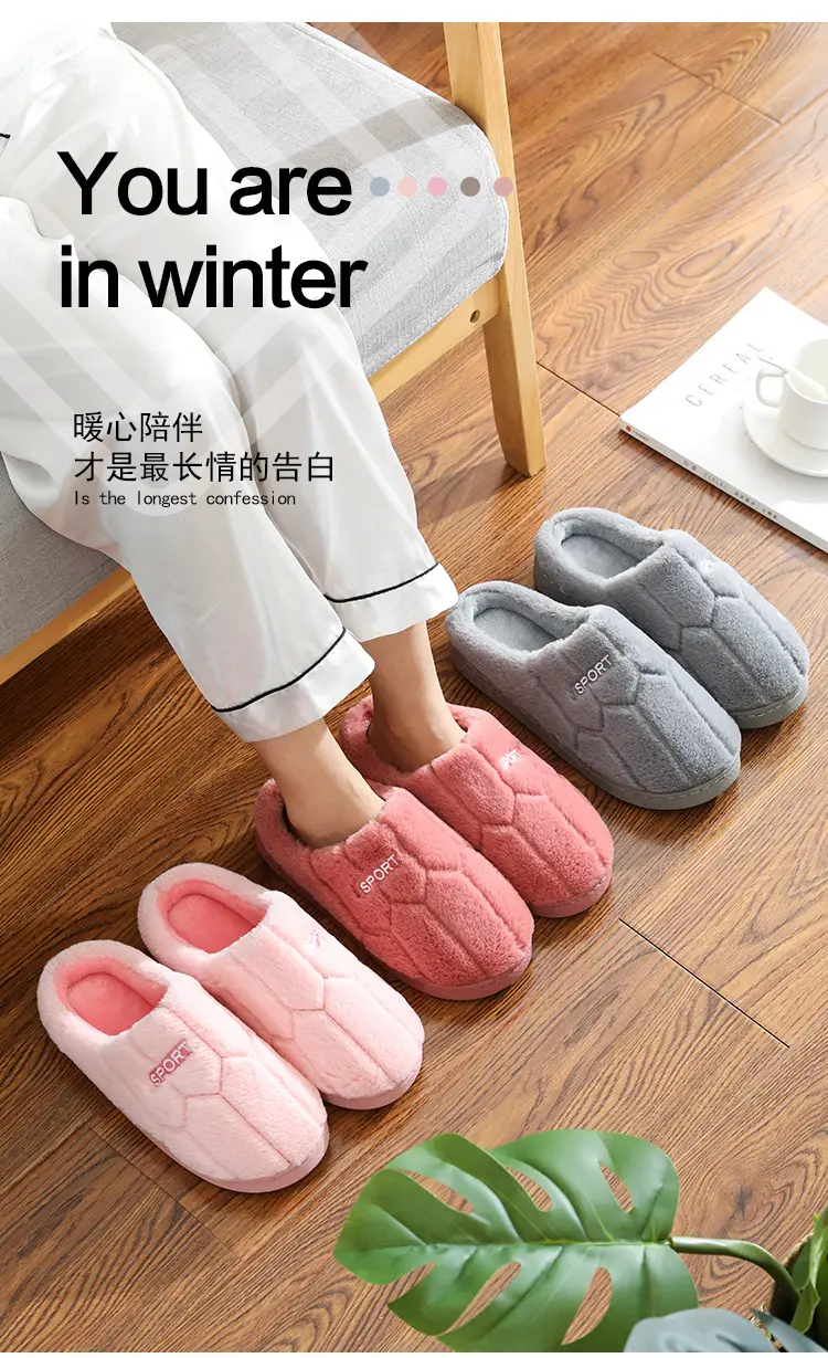 Women's Navy Cotton Indoor Slippers Warm Winter — feature 1