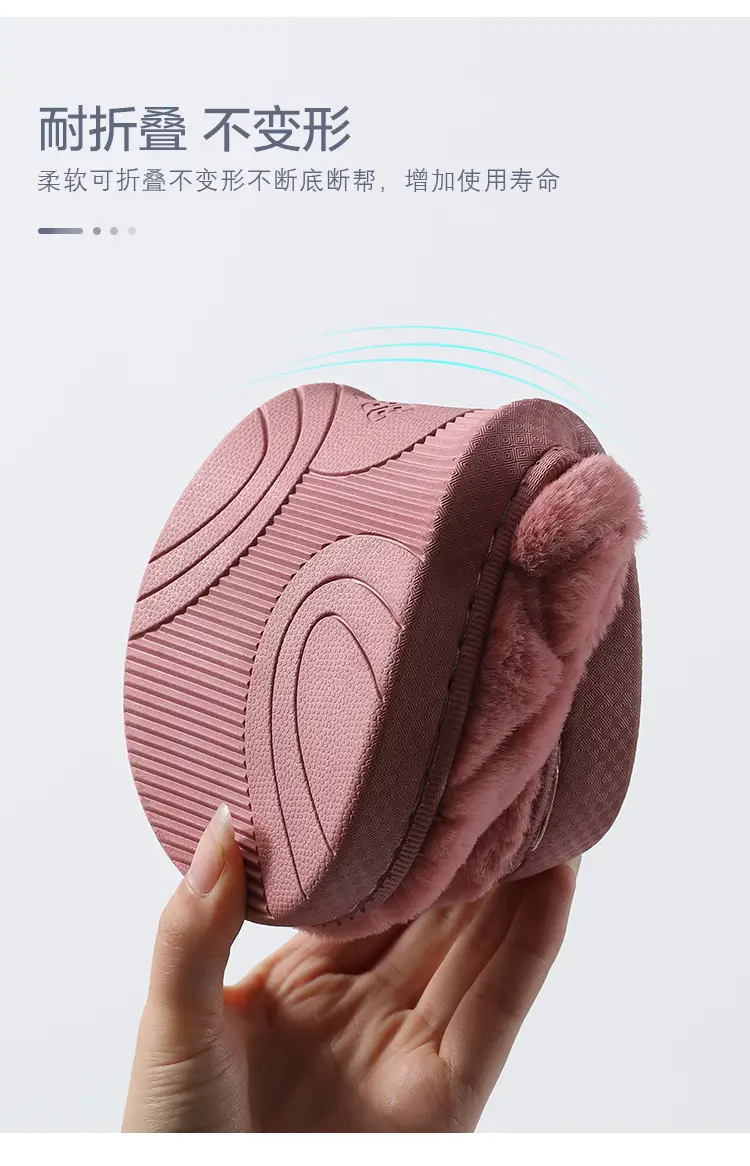Women's Navy Cotton Indoor Slippers Warm Winter — feature 10