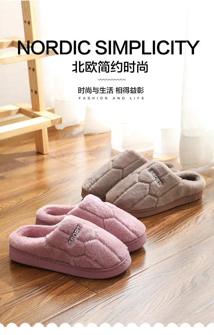 Women's Navy Cotton Indoor Slippers Warm Winter — feature 2