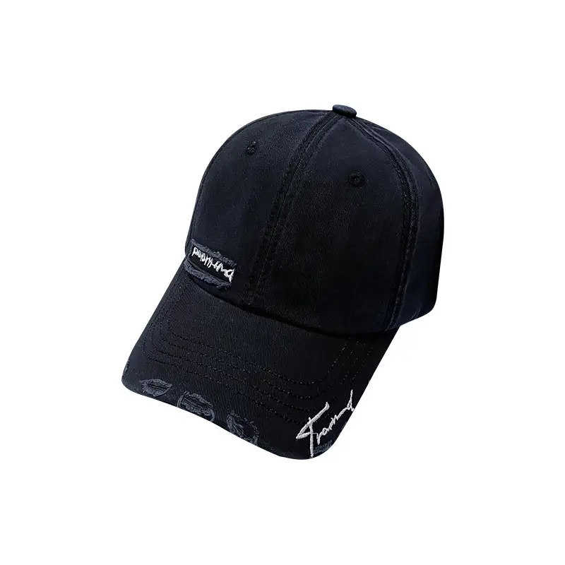 Men Women Brown Ripped Baseball Cap Summer Wear - Image 12