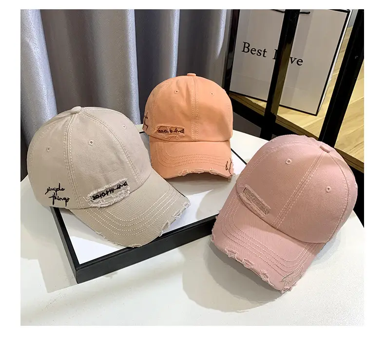 Men Women Brown Ripped Baseball Cap Summer Wear — feature 10