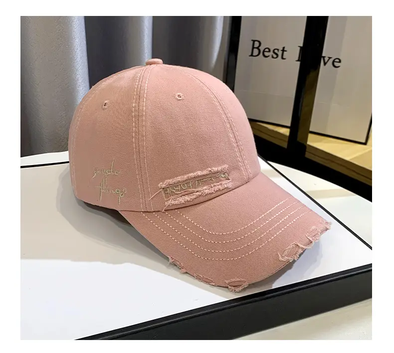 Men Women Brown Ripped Baseball Cap Summer Wear — feature 12