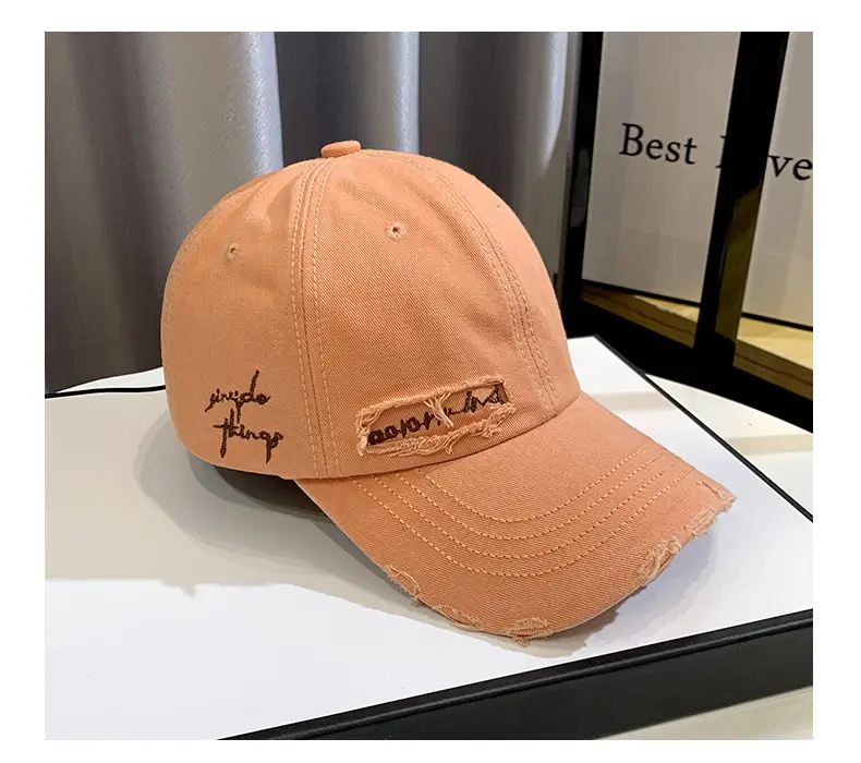 Men Women Brown Ripped Baseball Cap Summer Wear — feature 13