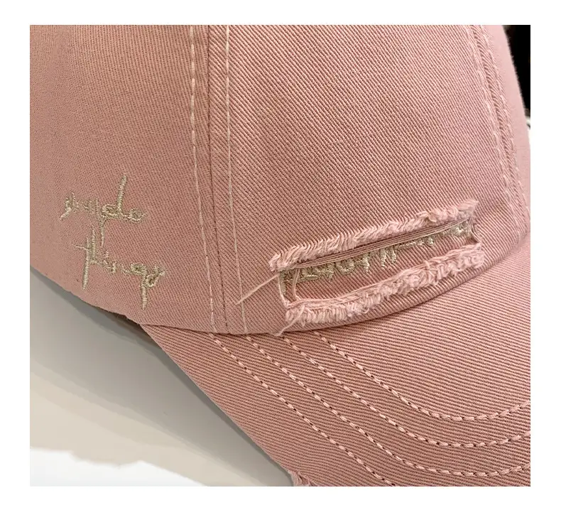 Men Women Brown Ripped Baseball Cap Summer Wear — feature 4