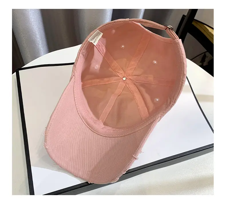 Men Women Brown Ripped Baseball Cap Summer Wear — feature 6