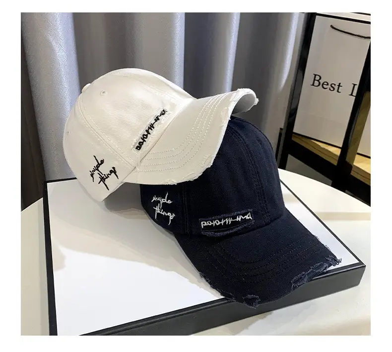 Men Women Brown Ripped Baseball Cap Summer Wear — feature 8