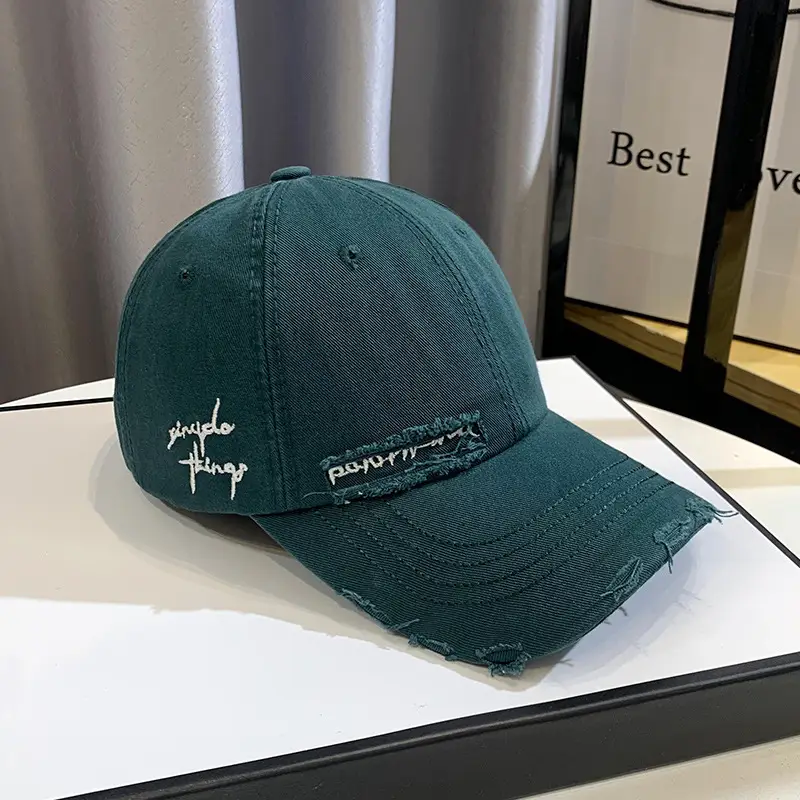 Men Women Brown Ripped Baseball Cap Summer Wear - Image 5
