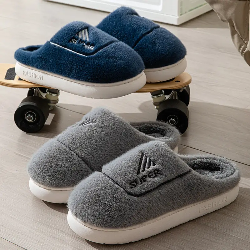 New Men's plus size cotton slippers winter home room velvet thickened thermal slippers men's wholesale one-piece delivery