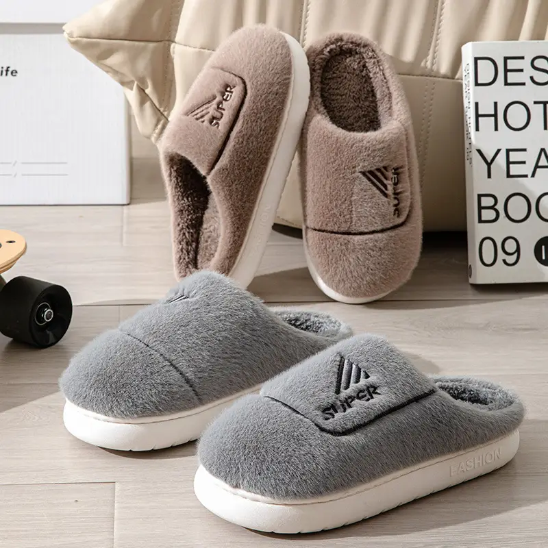 New Men's plus size cotton slippers winter home room velvet thickened thermal slippers men's wholesale one-piece delivery