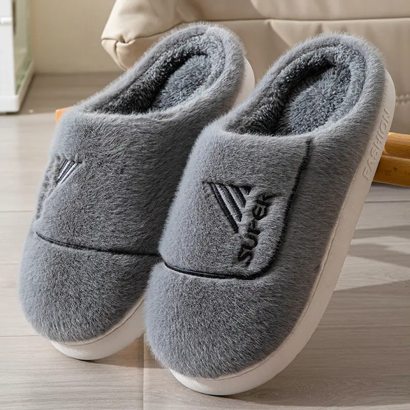 New Men's plus size cotton slippers winter home room velvet thickened thermal slippers men's wholesale one-piece delivery