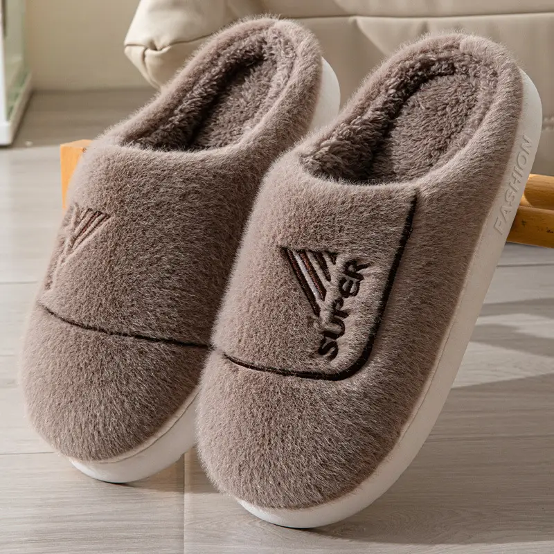 New Men's plus size cotton slippers winter home room velvet thickened thermal slippers men's wholesale one-piece delivery