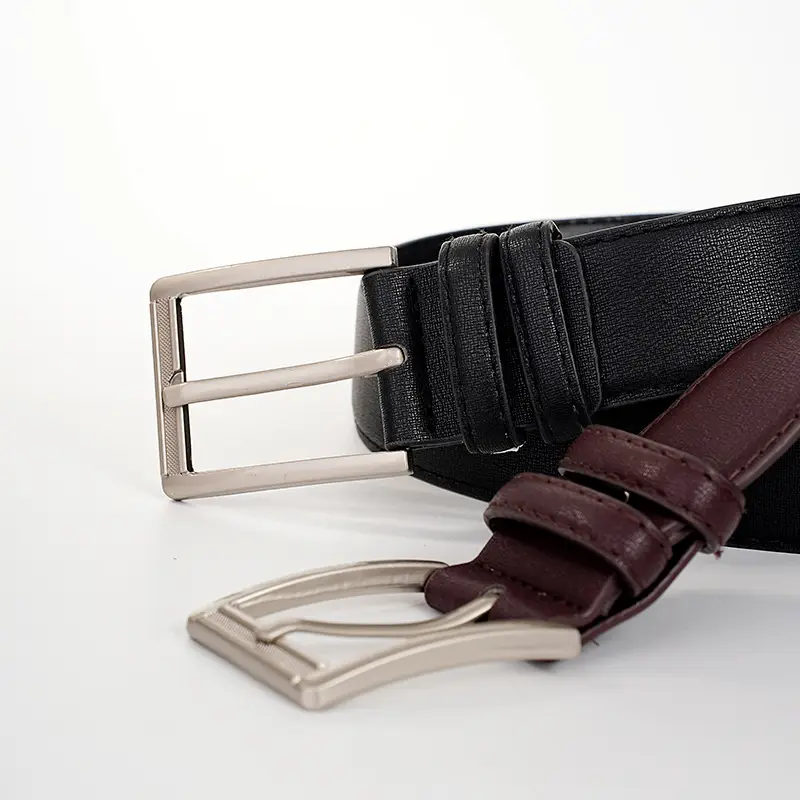 Men's Imitation Leather Belt Black Brown with Alloy Buckle 3.8cm — feature 5