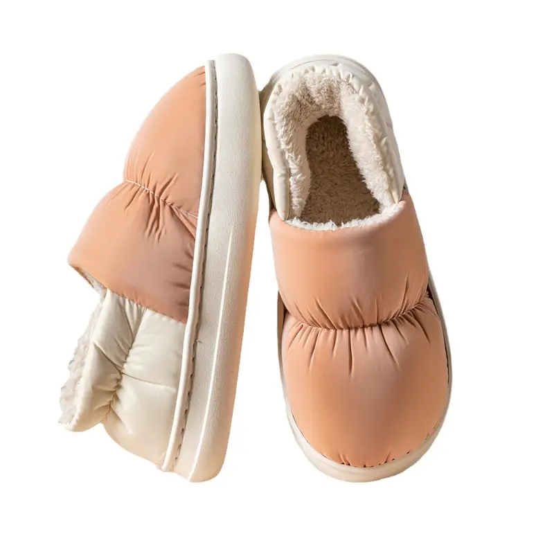 Women's cotton-padded slippers, autumn and winter thick-soled indoor warm couple waterproof down bag and cotton-padded slippers for men - Image 9