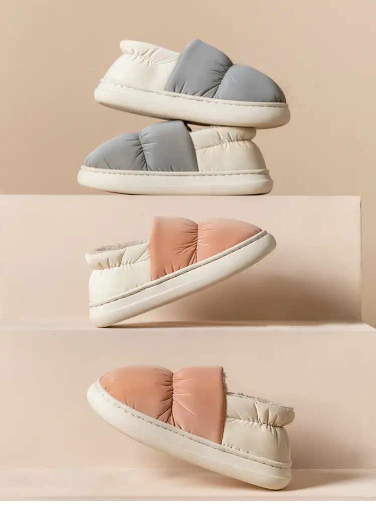 Women's cotton-padded slippers, autumn and winter thick-soled indoor warm couple waterproof down bag and cotton-padded slippers for men — feature 11