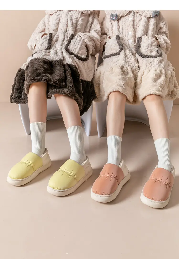 Women's cotton-padded slippers, autumn and winter thick-soled indoor warm couple waterproof down bag and cotton-padded slippers for men — feature 14