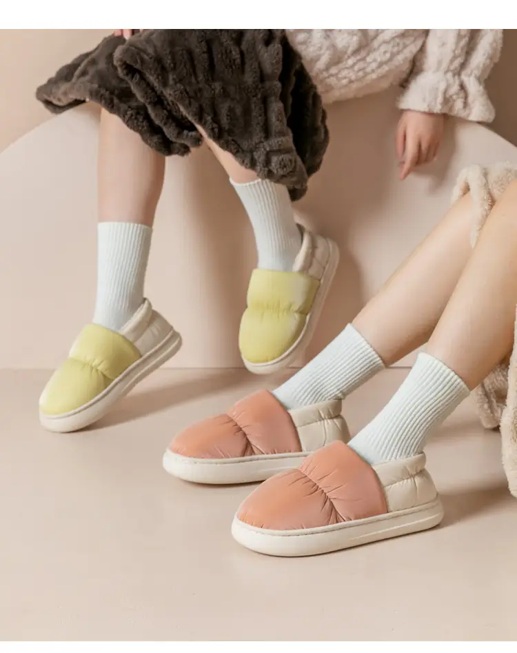 Women's cotton-padded slippers, autumn and winter thick-soled indoor warm couple waterproof down bag and cotton-padded slippers for men — feature 16