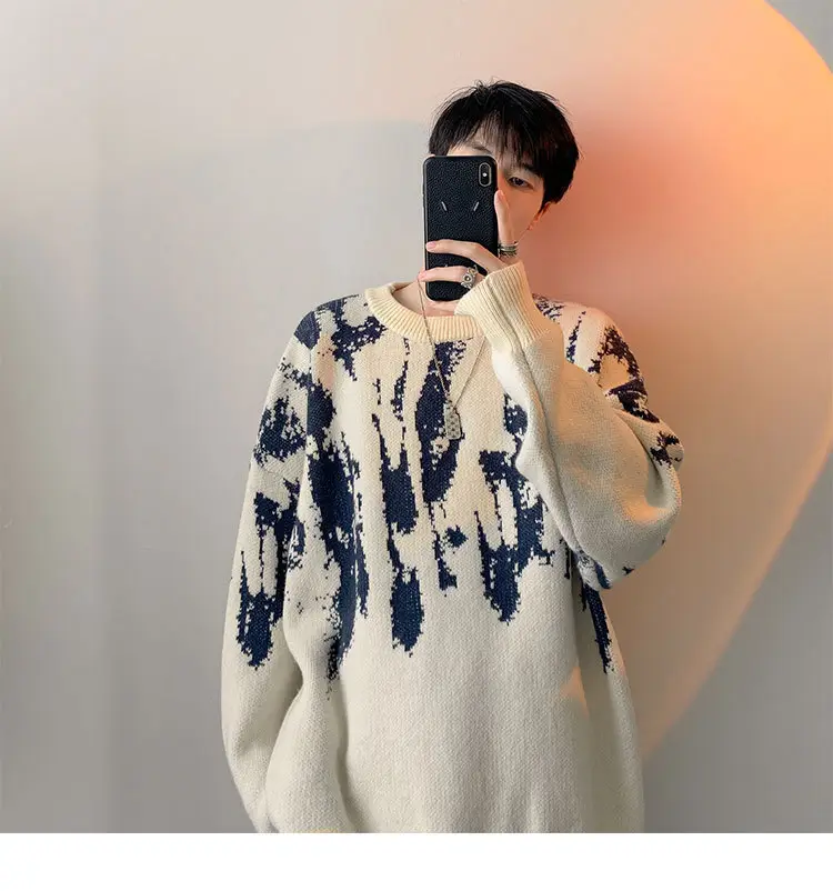 Men Vintage American Sweater Winter Knit Loose — feature 7