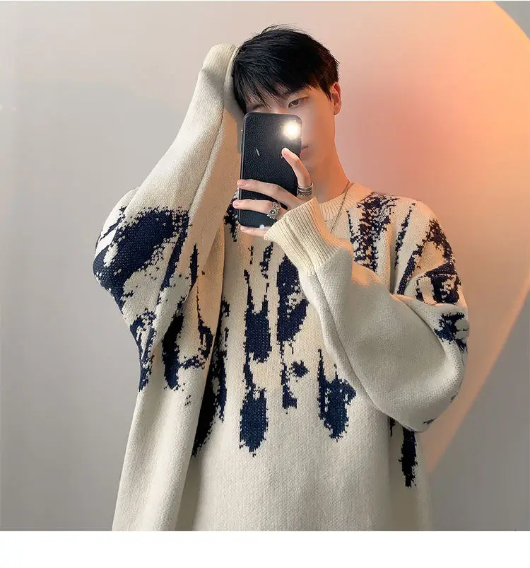 Men Vintage American Sweater Winter Knit Loose — feature 8