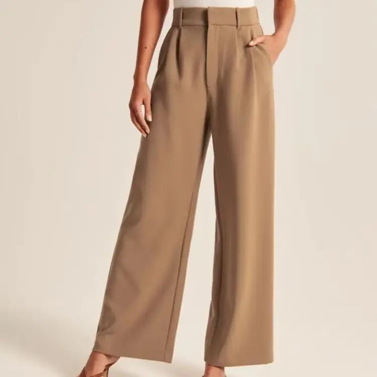 Women Wide Leg Pants with Pockets & Belt