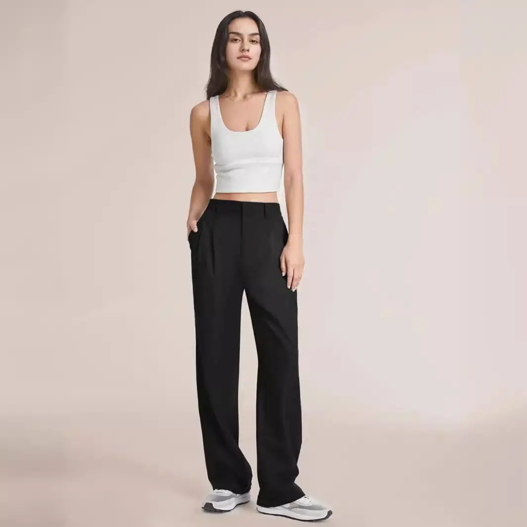 Women Wide Leg Pants with Pockets & Belt