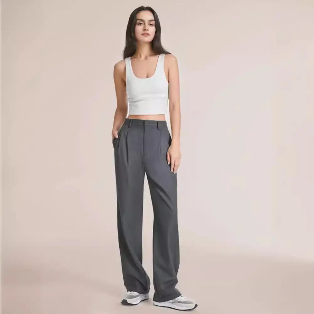 Women Wide Leg Pants with Pockets & Belt