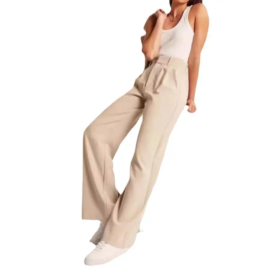 Women Wide Leg Pants with Pockets & Belt
