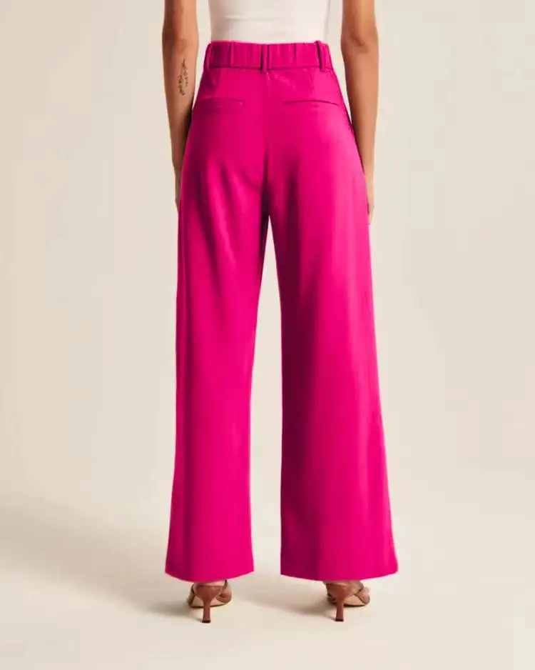 Women Wide Leg Pants with Pockets & Belt — feature 12