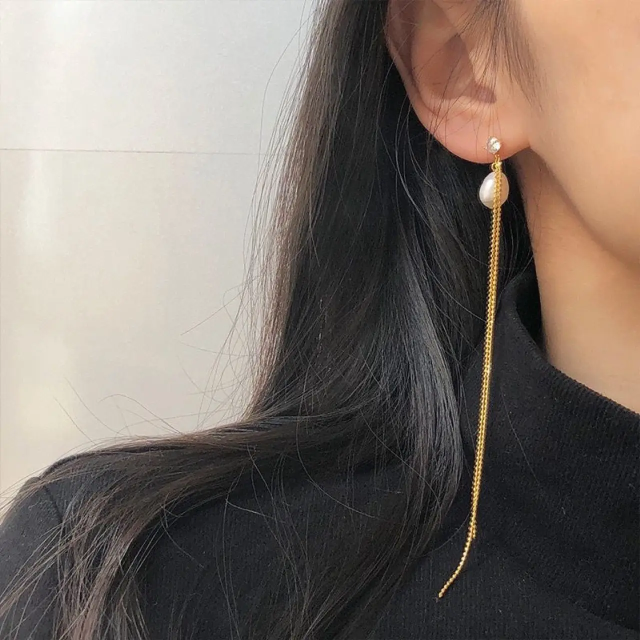 925 Silver Pearl Tassel Earline Baroque Earrings