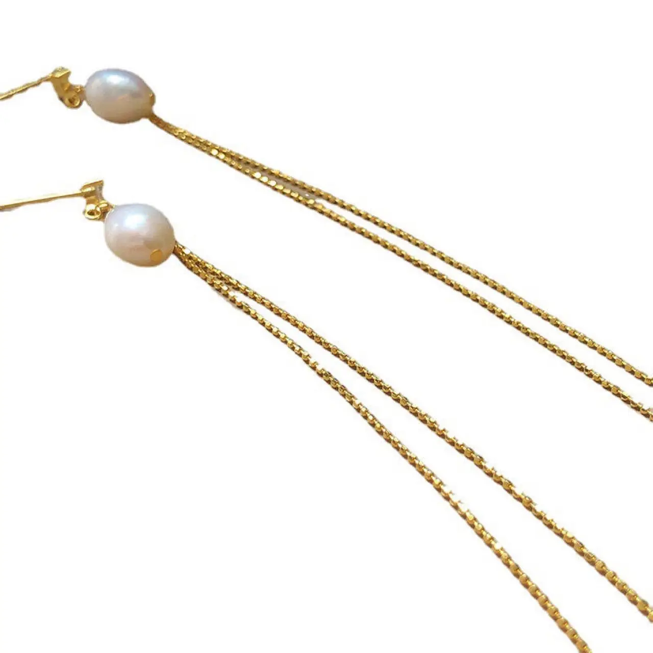 925 Silver Pearl Tassel Earline Baroque Earrings