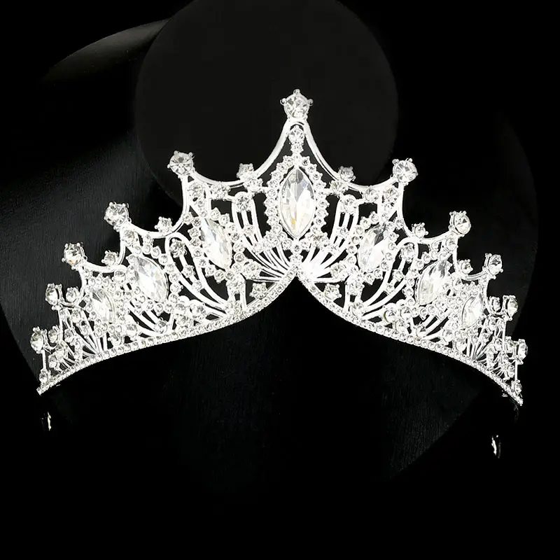 Crystal Crown Headband for Bridal Wear Gold Blue - Image 7